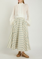 Thierry Colson Slava Embroidered Balloon Sleeve Cotton Shirt Off White