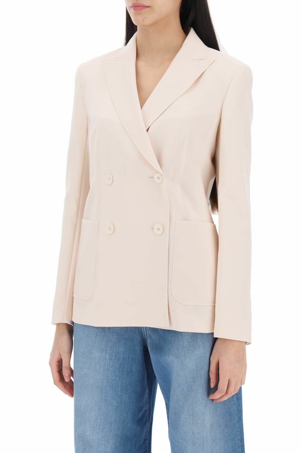 【送料&関税込】Weekend Max Mara Nervoso Jacket Double-breasted blazer in stretch wool canvas, pastel green