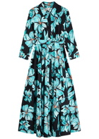 Diane Von Furstenberg Blaine Floral-print Stretch-cotton Midi Shirt Dress Black