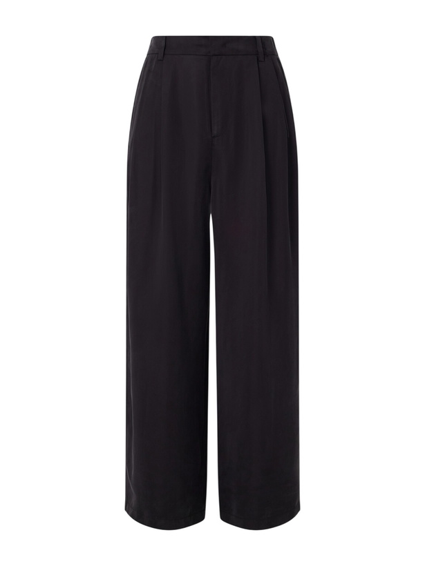 Photo: Amomento - Wide-Leg Pleated Satin Trousers - Black