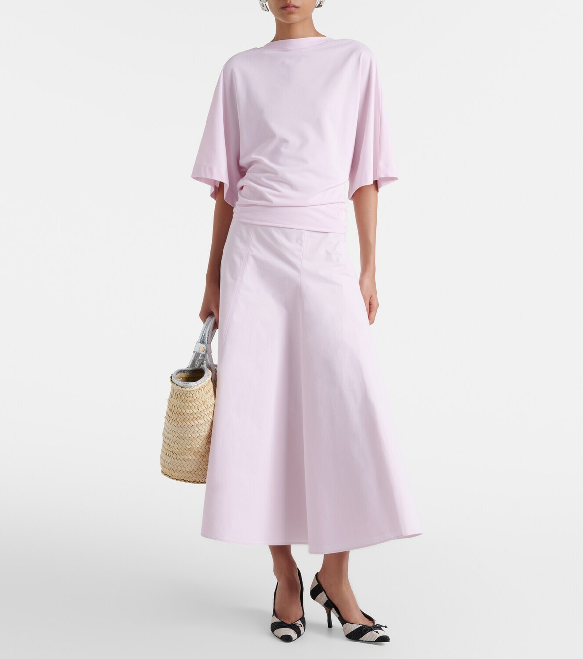 Jacquemus Soli Small croc-effect raffia basket bag