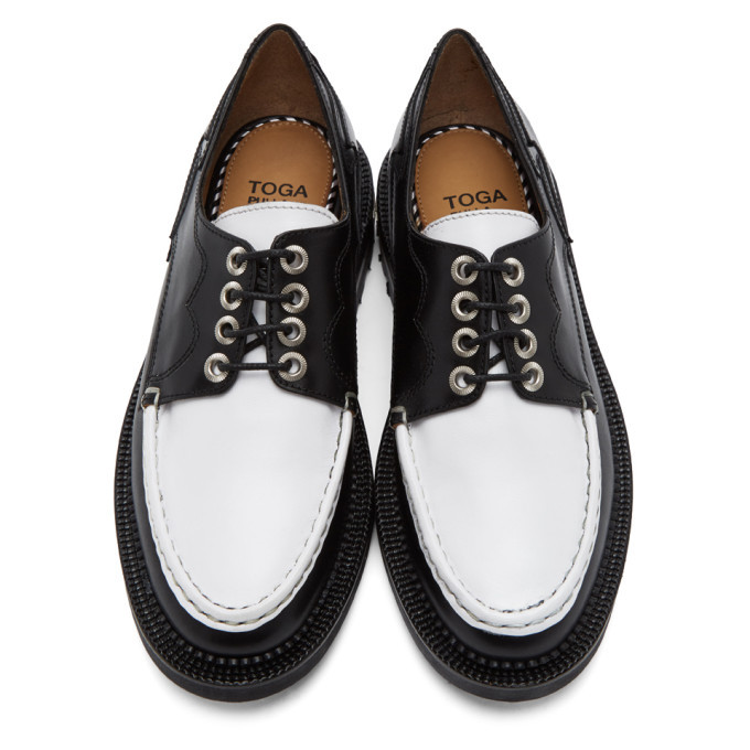 Toga Pulla Black and White Treaded Lace-Up Derbys Toga Pulla