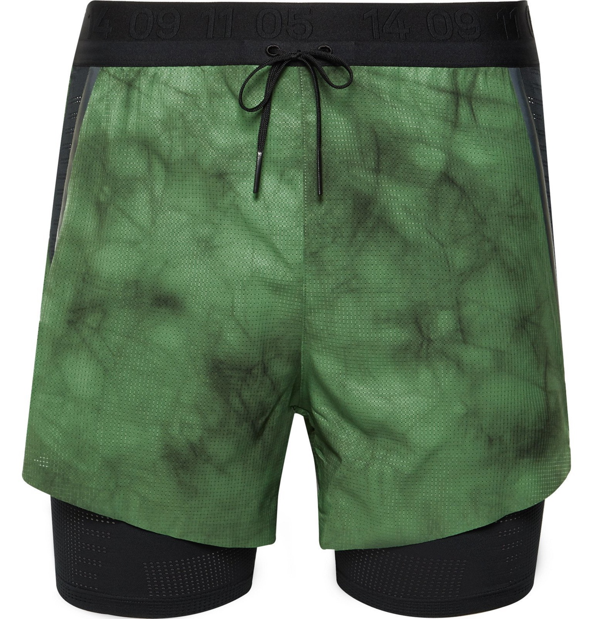 Nike Running Tech Pack Slim-Fit Layered Tie-Dyed Dri-FIT Shorts - Green Running