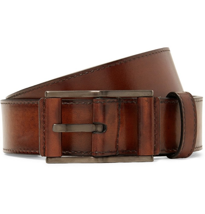 Photo: Berluti - 3.5cm Brown Leather Belt - Men - Brown