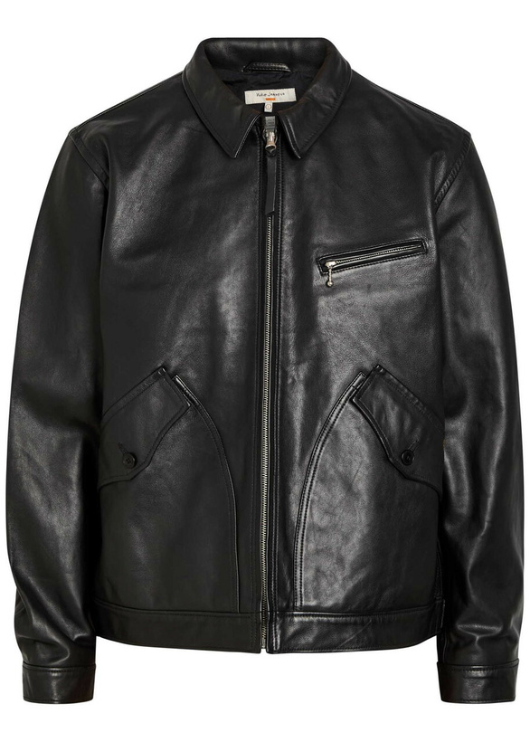Photo: Nudie Jeans Leather Biker Jacket Black