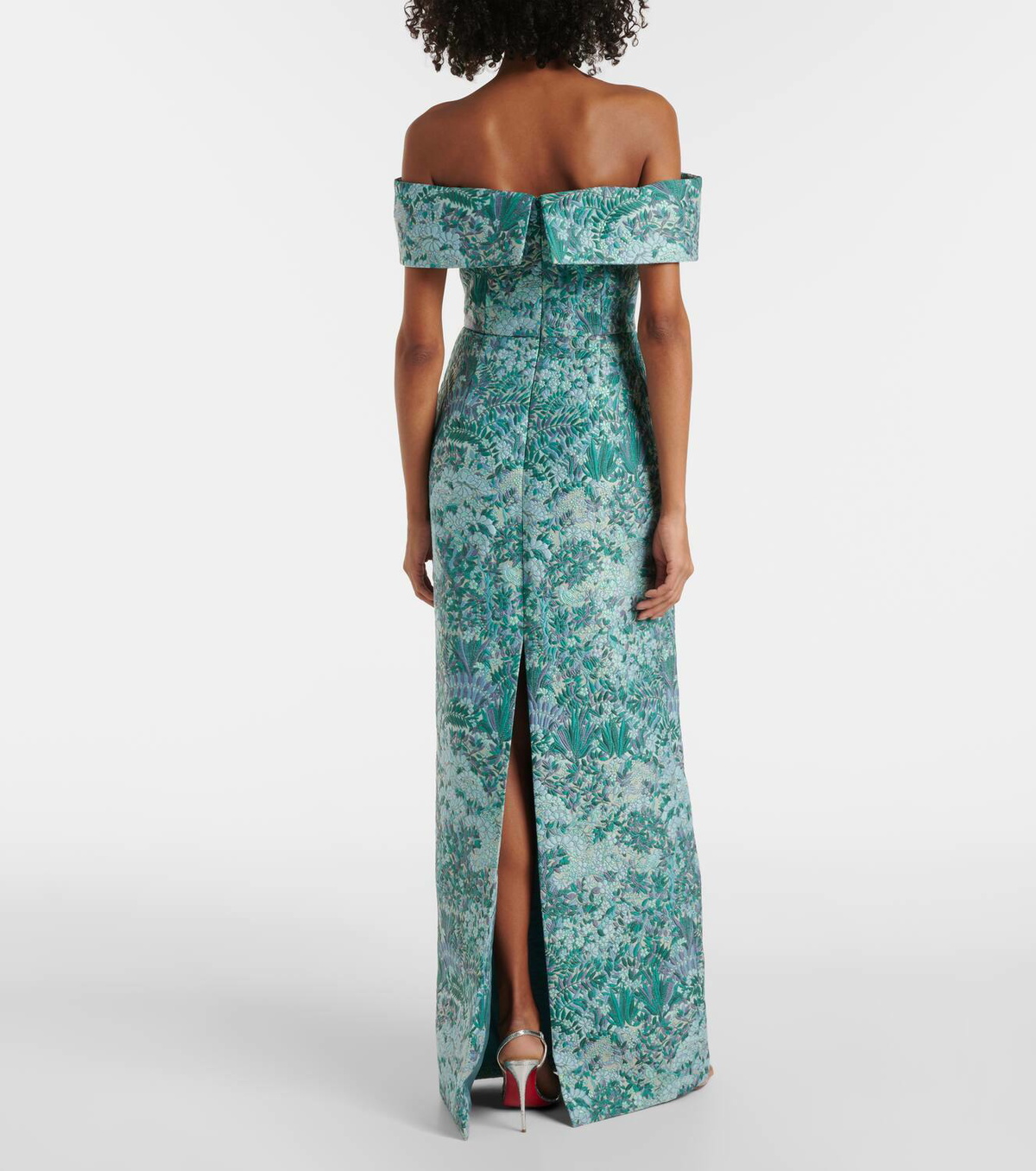Markarian Clover floral off-shoulder brocade gown