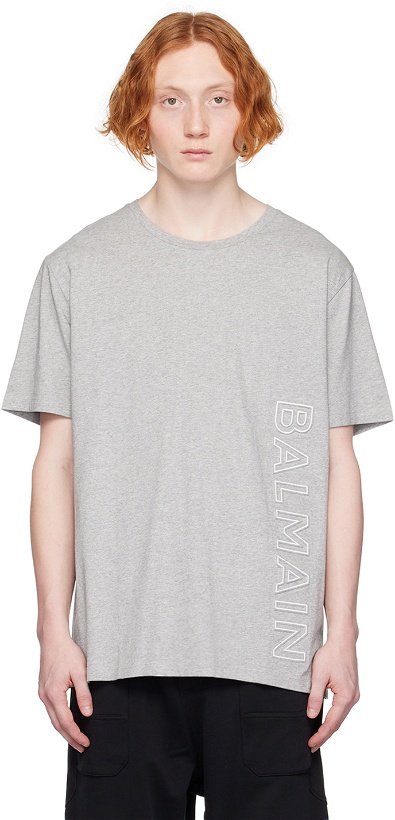 Photo: Balmain Gray Reflective T-Shirt