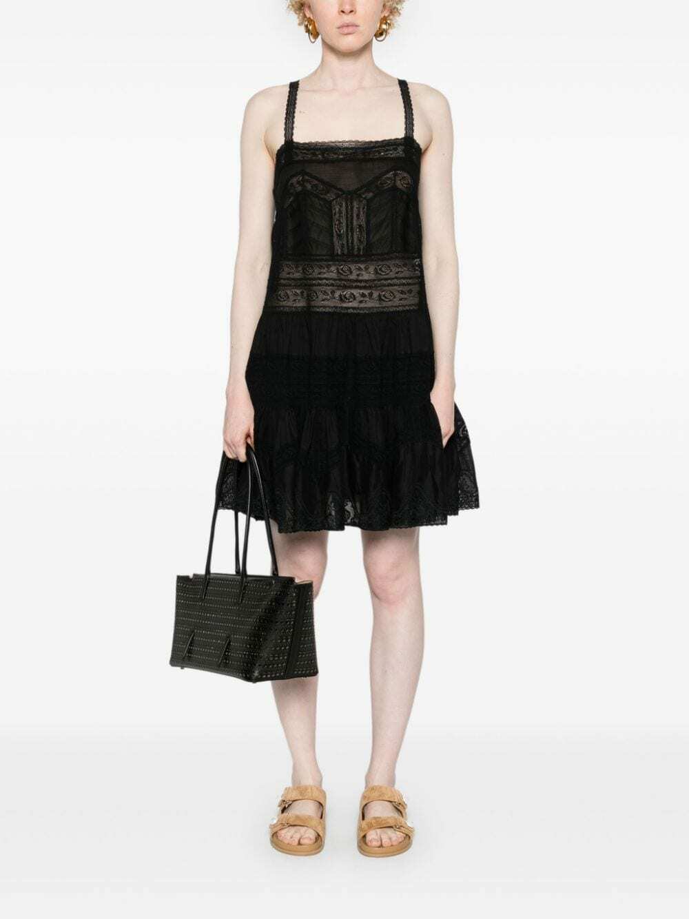 ZIMMERMANN STRAIGHT TUBE DRESS WITH HERRINGBONE PATTERN 269368