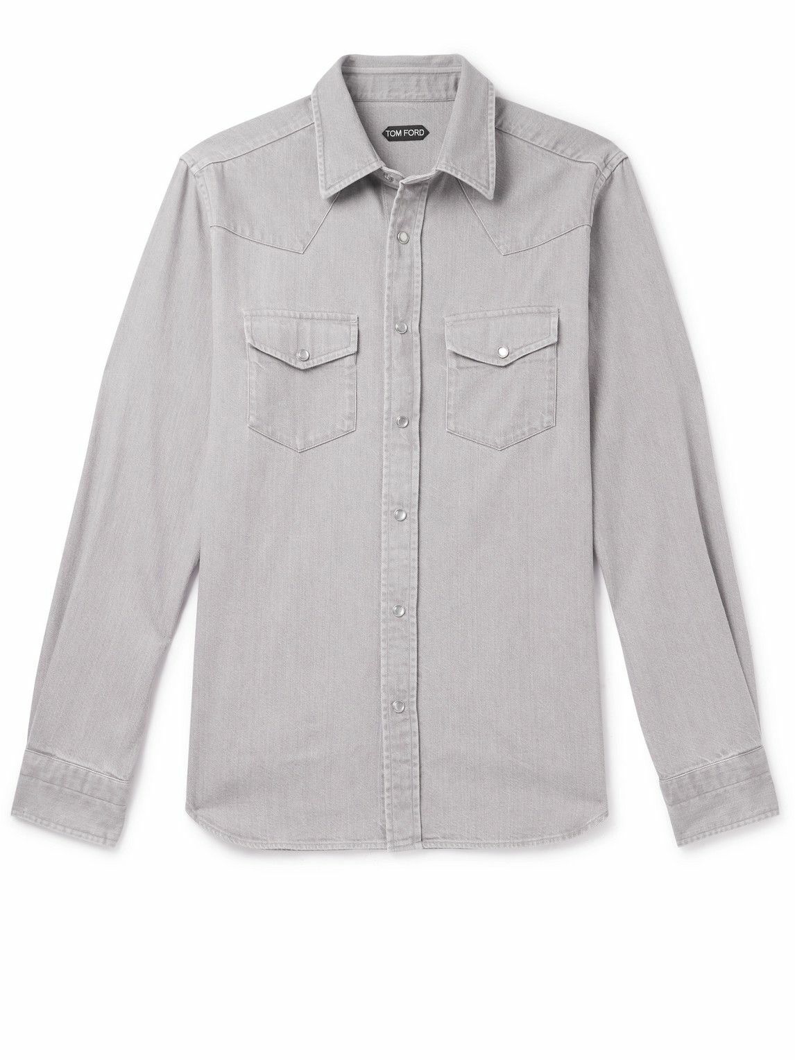 TOM FORD - Denim Western Shirt - Gray TOM FORD