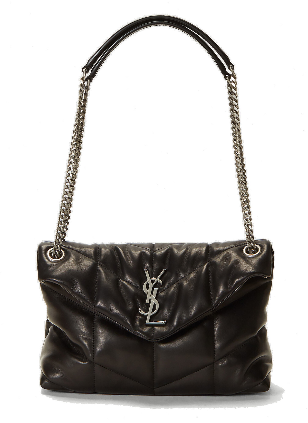 LouLou Puffer Medium Shoulder Bag in Black Saint Laurent