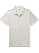 ONIA - Shaun Striped Linen Polo Shirt - Gray