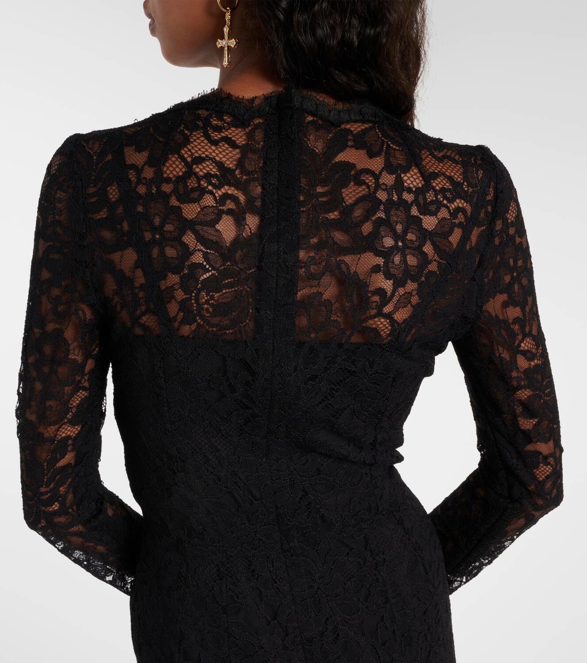 slim fit dress slacks Dolce & Gabbana Black Lace Trim Cotton Sheath Midi Dress main image 1