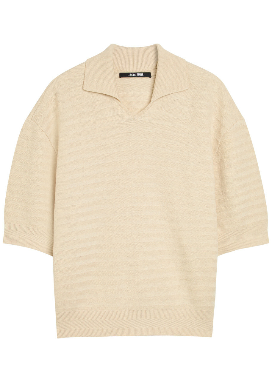 Jacquemus Le Polo Maille Striped Cotton-blend Polo Shirt Beige