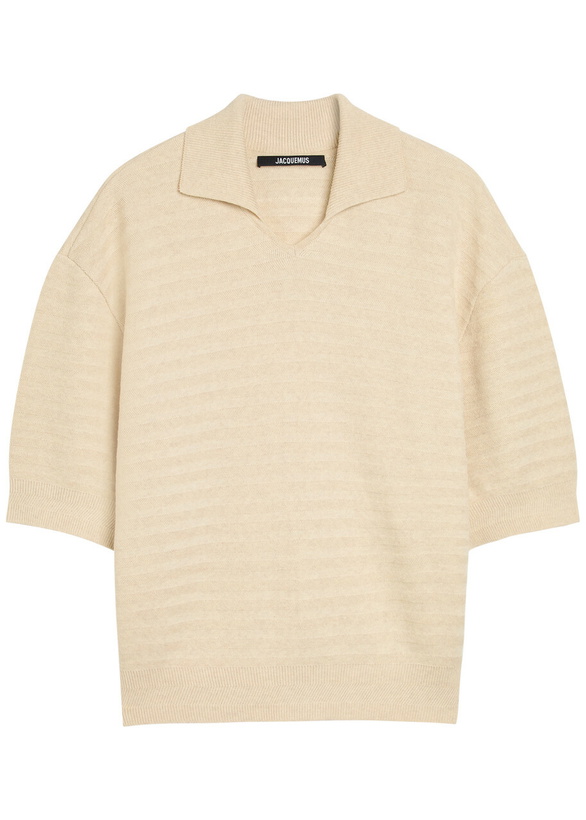 Photo: Jacquemus Le Polo Maille Striped Cotton-blend Polo Shirt Beige