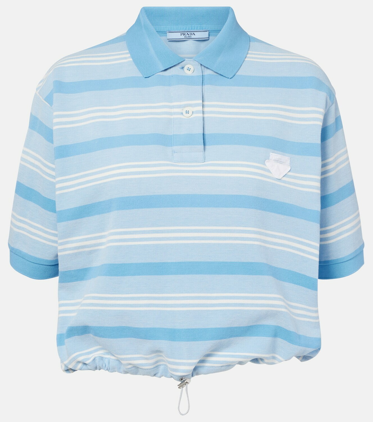 Prada Striped cropped cotton piqué polo shirt