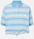 Prada Striped cropped cotton piqué polo shirt