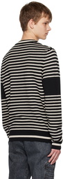 Balmain Black & Beige Striped Sweater