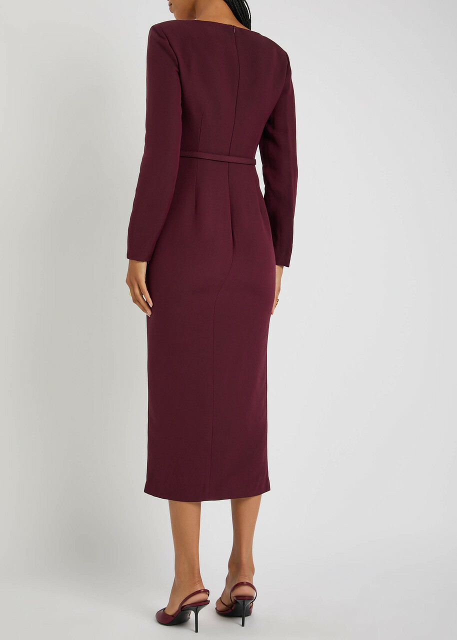Roland Mouret Cutout Wool and Silk-blend Midi Dress Burgundy