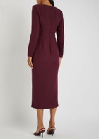 Roland Mouret Cutout Wool and Silk-blend Midi Dress Burgundy