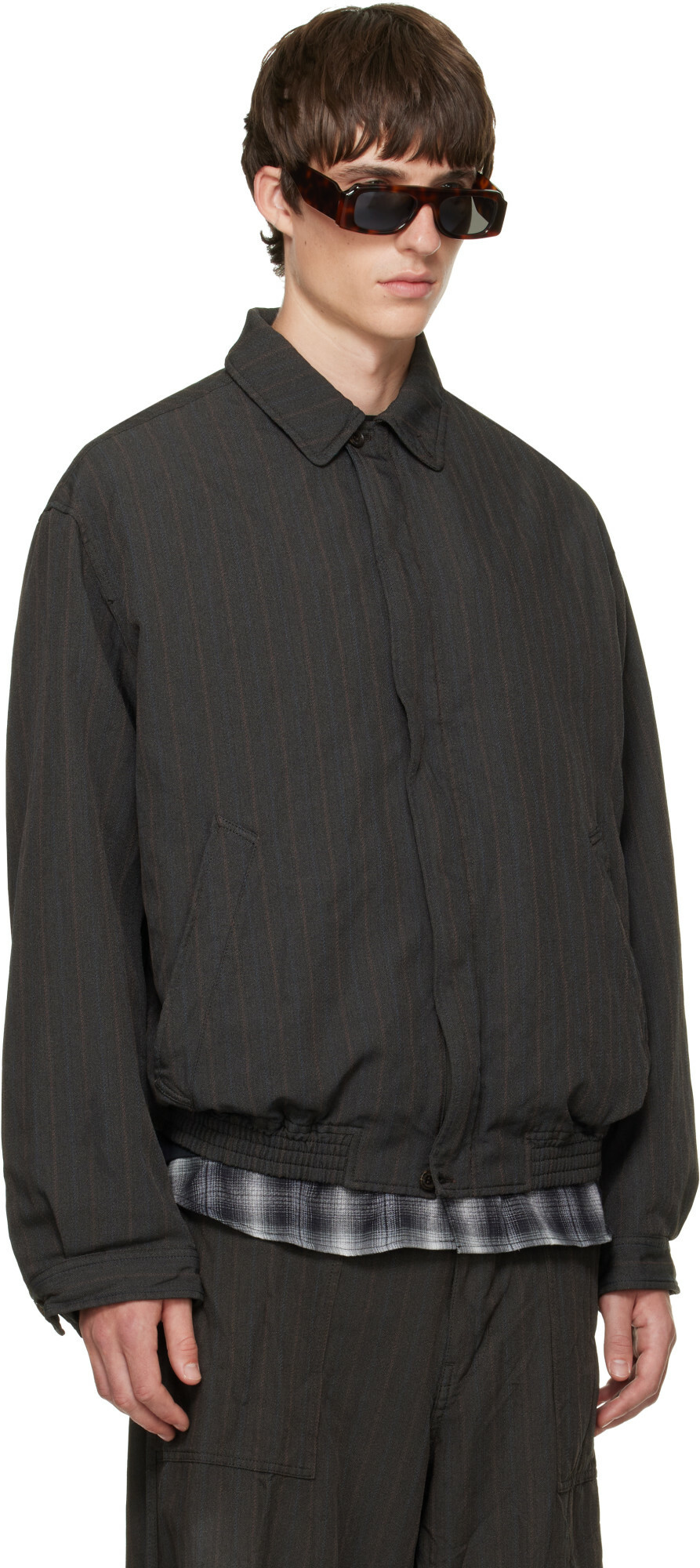 Comme des Garçons Homme Brown Herringbone Stripe Jacket
