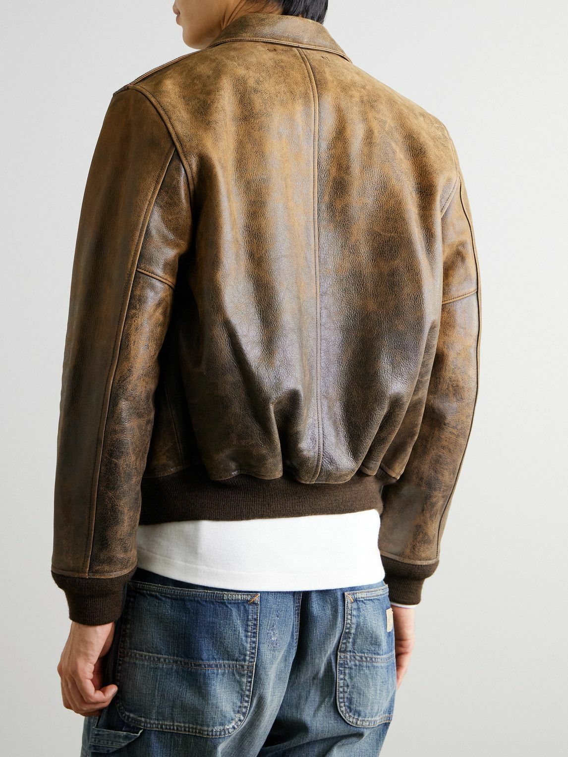 Polo Country Ralph Lauren レザージャケット Polo Ralph Lauren - Polo Country Cracked-Leather Blouson