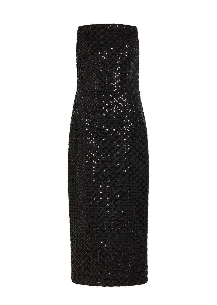 Rebecca Vallance Neve Sequin-embellished Midi Dress Black