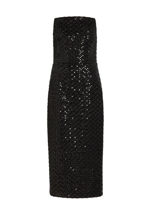 Photo: Rebecca Vallance Neve Sequin-embellished Midi Dress Black