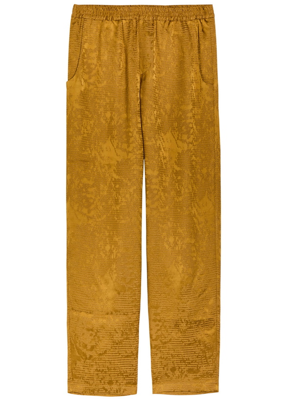 Photo: Delos Tao Textured Jacquard Satin Trousers Brown