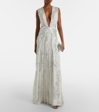 Costarellos Amalia floral silk georgette gown