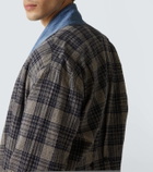 Greg Lauren Plaid denim-trimmed cotton coat
