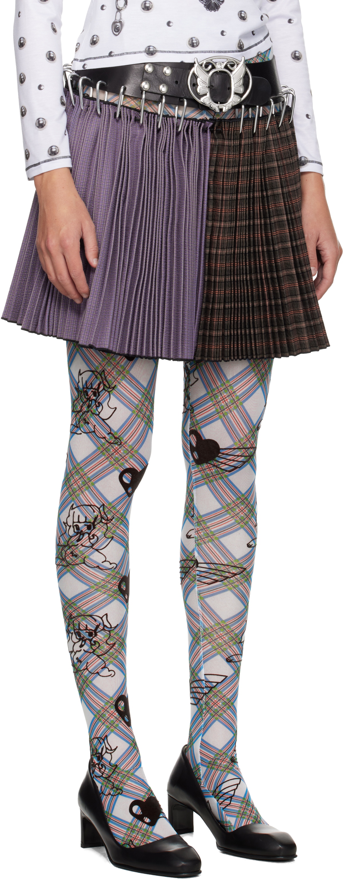Chopova Lowena Brown & Purple Cotton Carabiner Miniskirt