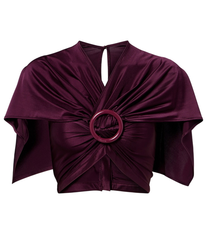 Photo: Rabanne Gathered caped satin crop top