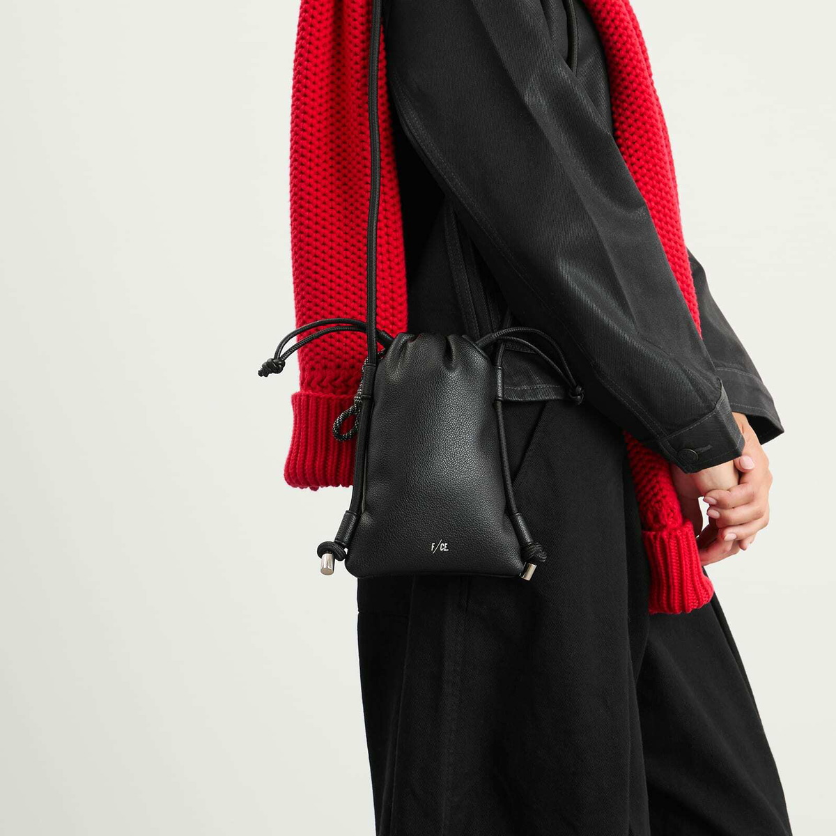 F/CE. Women's Tech Leather Map Pochette Bag in Black 