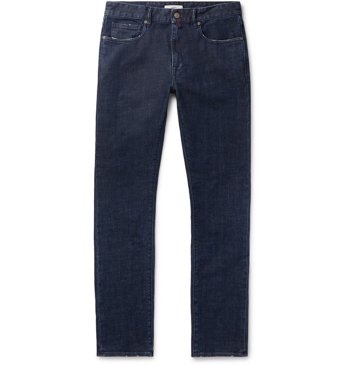 Photo: Incotex - Slim-Fit Distressed Denim Jeans - Blue
