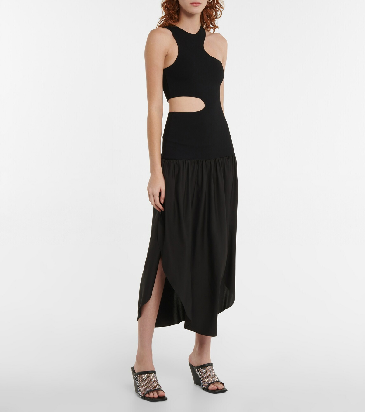 Stella Mccartney Asymmetric Cutout Midi Dress Stella Mccartney