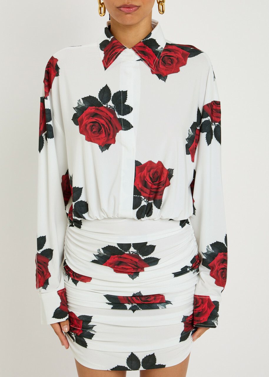 Norma Kamali Oversized BF NK Stretch-jersey Mini Shirt Dress White