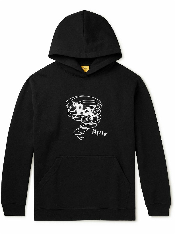 Photo: DIME - Twister Embroidered Cotton-Jersey Hoodie - Black