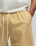 Les Deux Stan Stripe Seersucker Swim Shorts Yellow - Mens - Swimwear