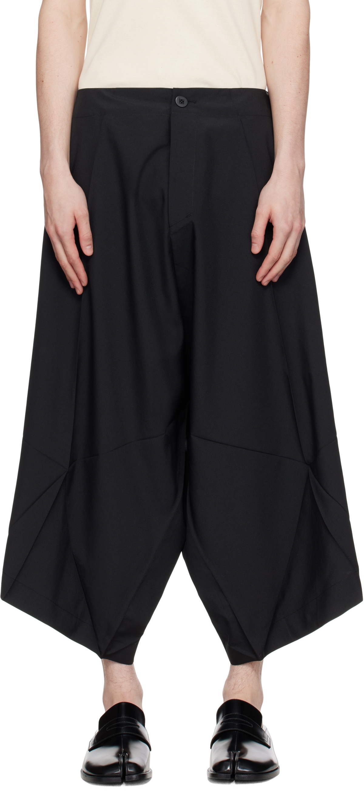 132 5. ISSEY MIYAKE Black Unified Half Cubes Trousers