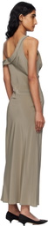 St. Agni Gray Silk Drape Midi Dress