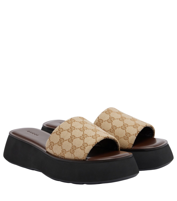 Photo: Gucci GG canvas platform slides