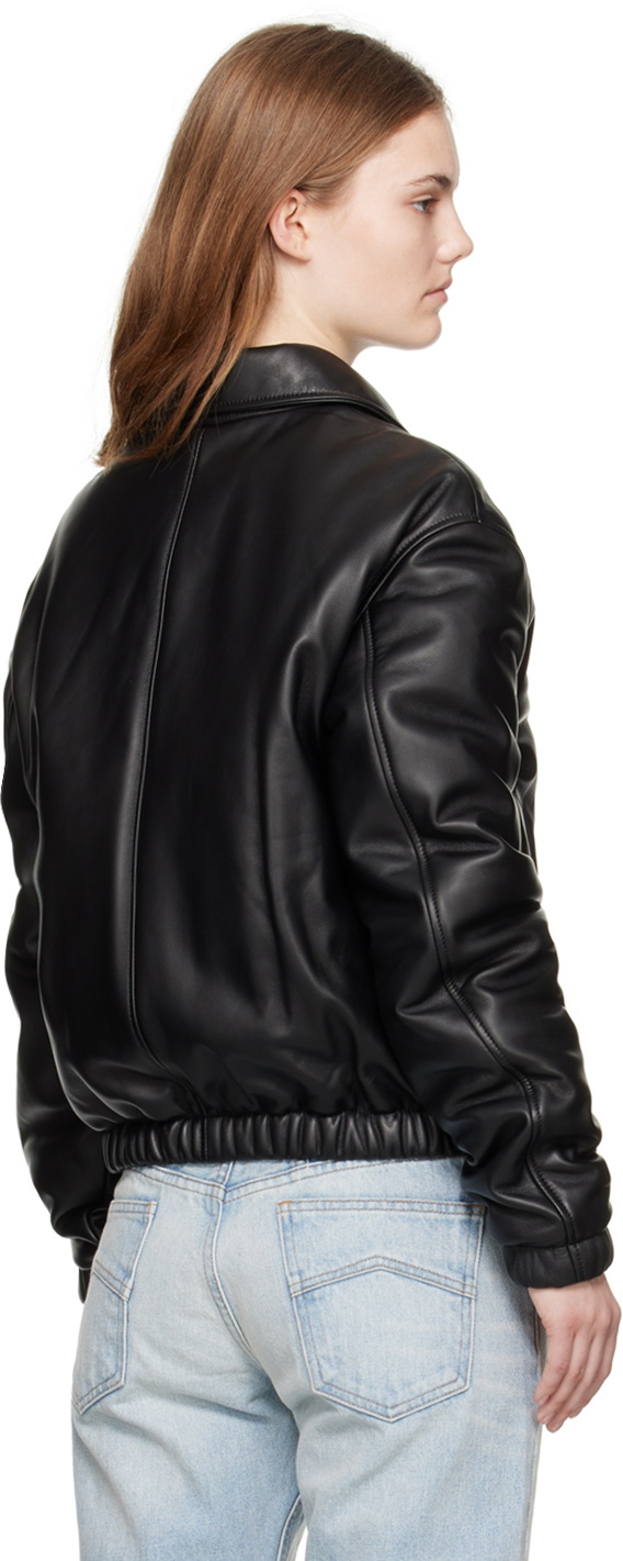 AMI Paris Black Padded Leather Jacket