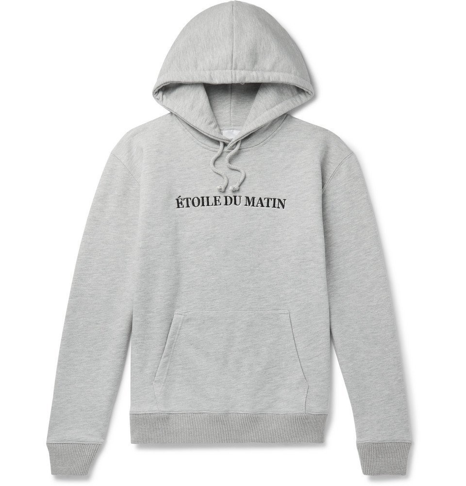 Photo: Resort Corps - Embroidered Mélange Loopback Cotton-Jersey Hoodie - Gray