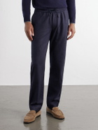 SEASE - Mindset Straight-Leg Wool-Flannel Drawstring Trousers - Blue