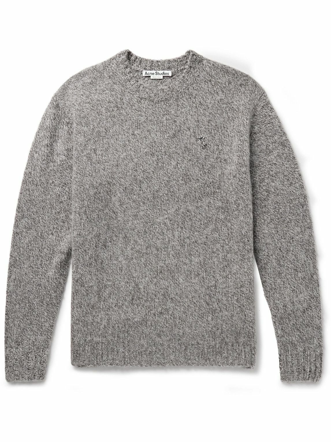 Acne Studios - Kowy Logo-Embroidered Shetland Wool Sweater - Gray Acne ...