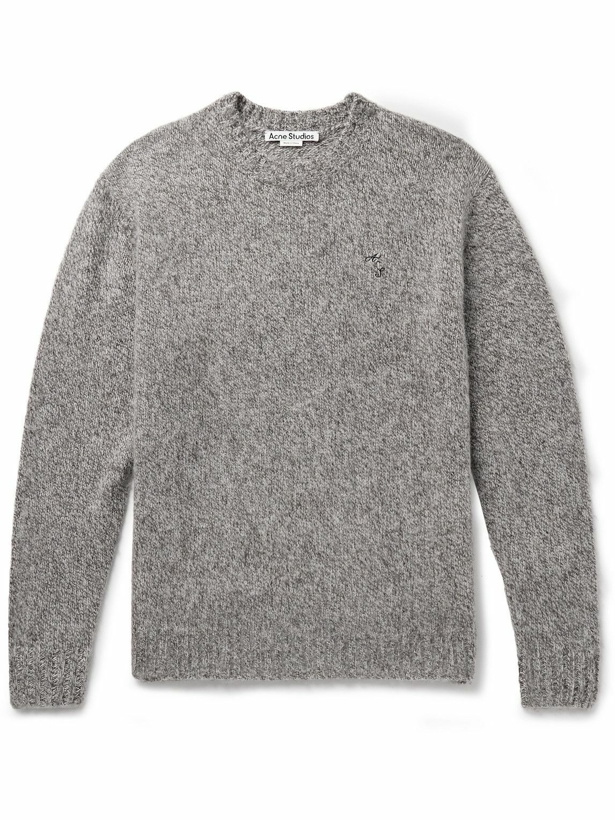 Photo: Acne Studios - Kowy Logo-Embroidered Shetland Wool Sweater - Gray
