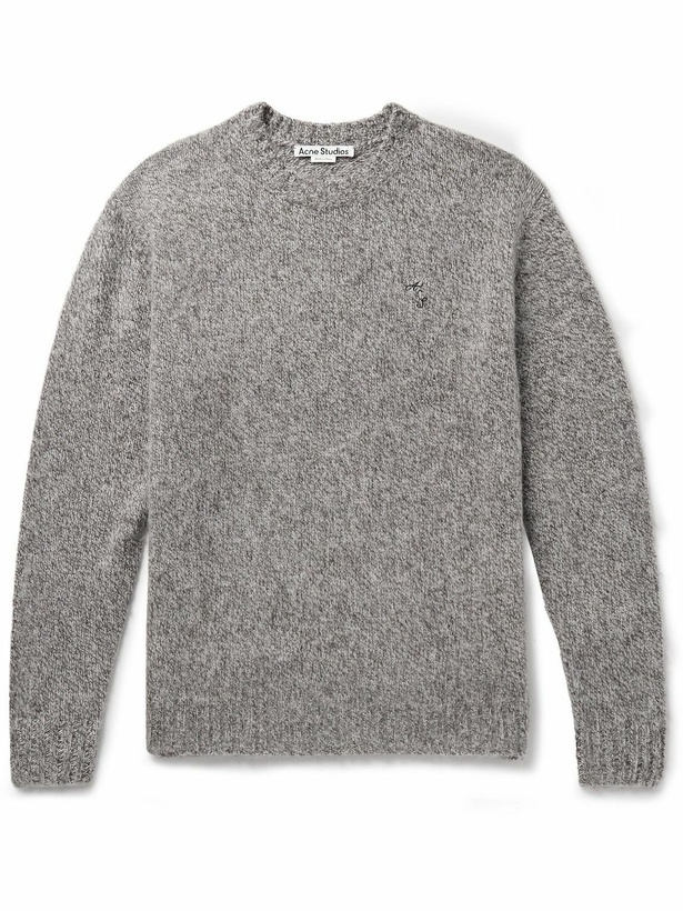 Photo: Acne Studios - Kowy Logo-Embroidered Shetland Wool Sweater - Gray