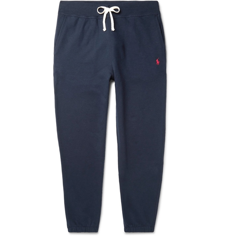 Photo: Polo Ralph Lauren - Tapered Logo-Embroidered Cotton-Blend Jersey Sweatpants - Blue