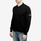 Stone Island Men's Soft Cotton Long Sleeve Knitted Polo Shirt in Black