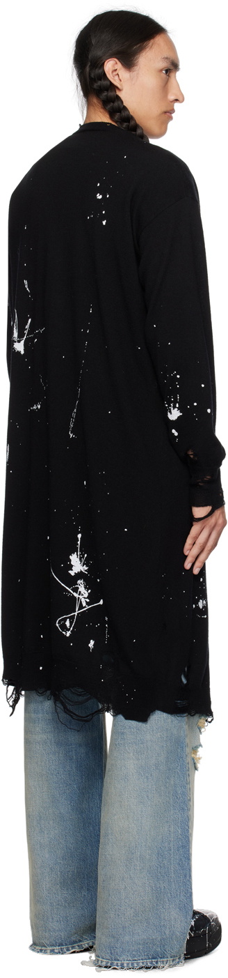 Distressed Raw Edge Black Cardigan main image 0